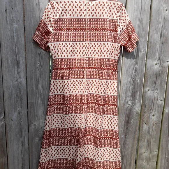 Vintage 60s 70s Dress Paisley Brown Orange Retro 40" Bust 36" Waist - Picture 12 of 15